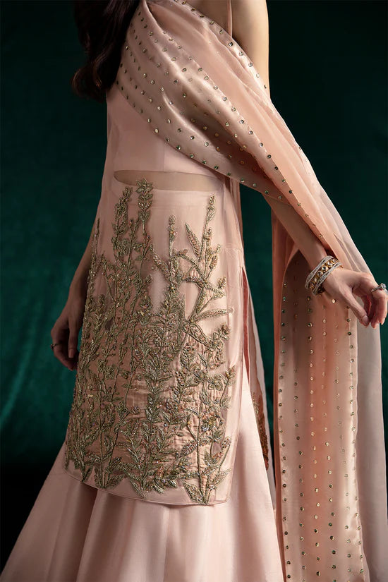 Cacie | Peach Hand Embellished Sharara