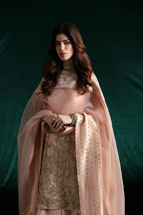 Cacie | Peach Hand Embellished Sharara