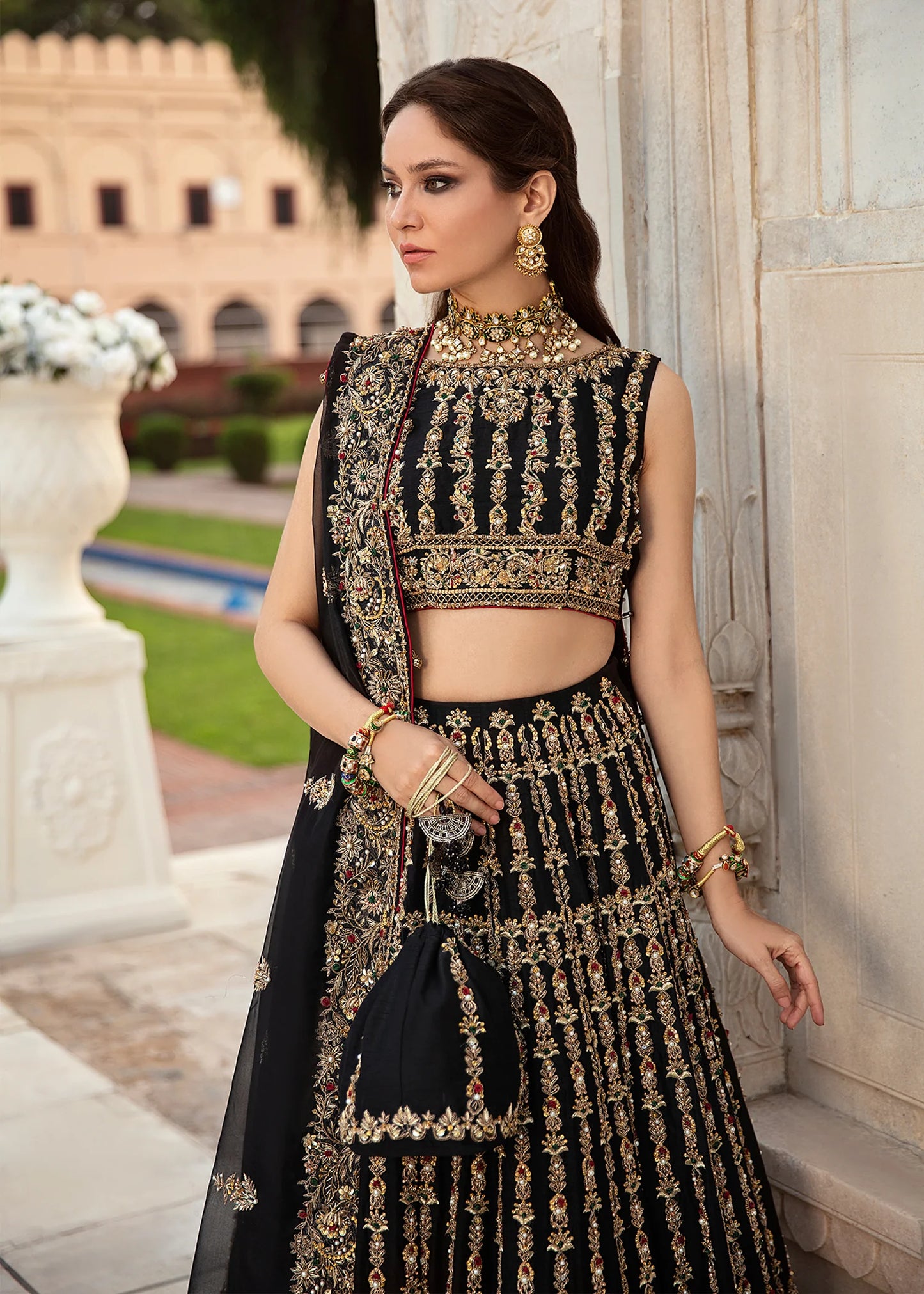 Chandni | Kanwal Malik Black Hand Embellished Bridal Lehenga Choli