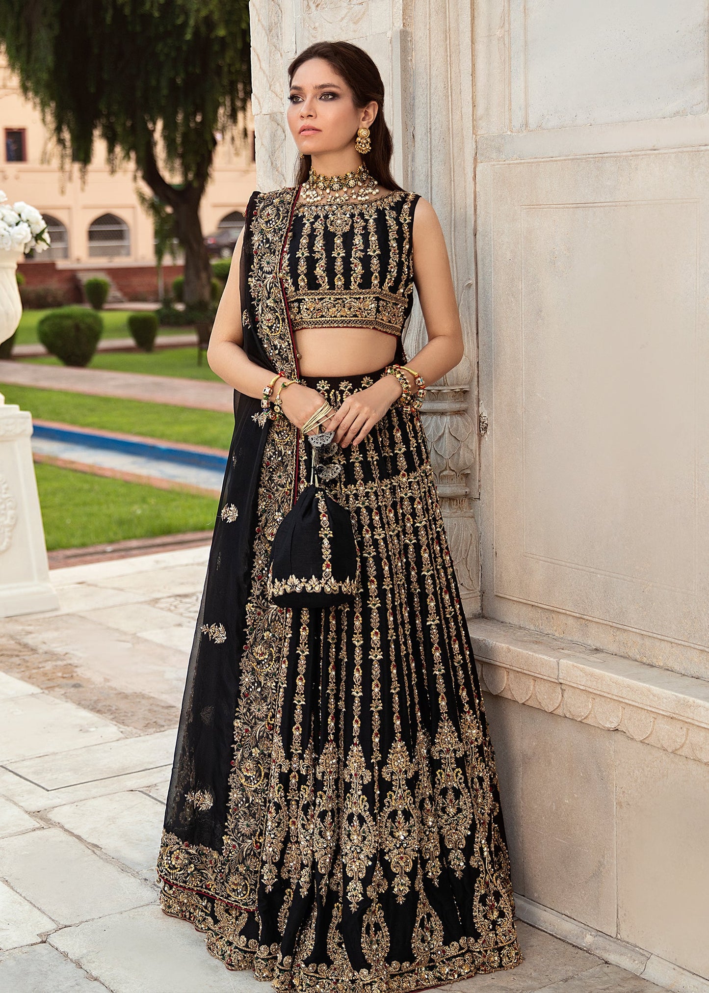 Chandni | Kanwal Malik Black Hand Embellished Bridal Lehenga Choli