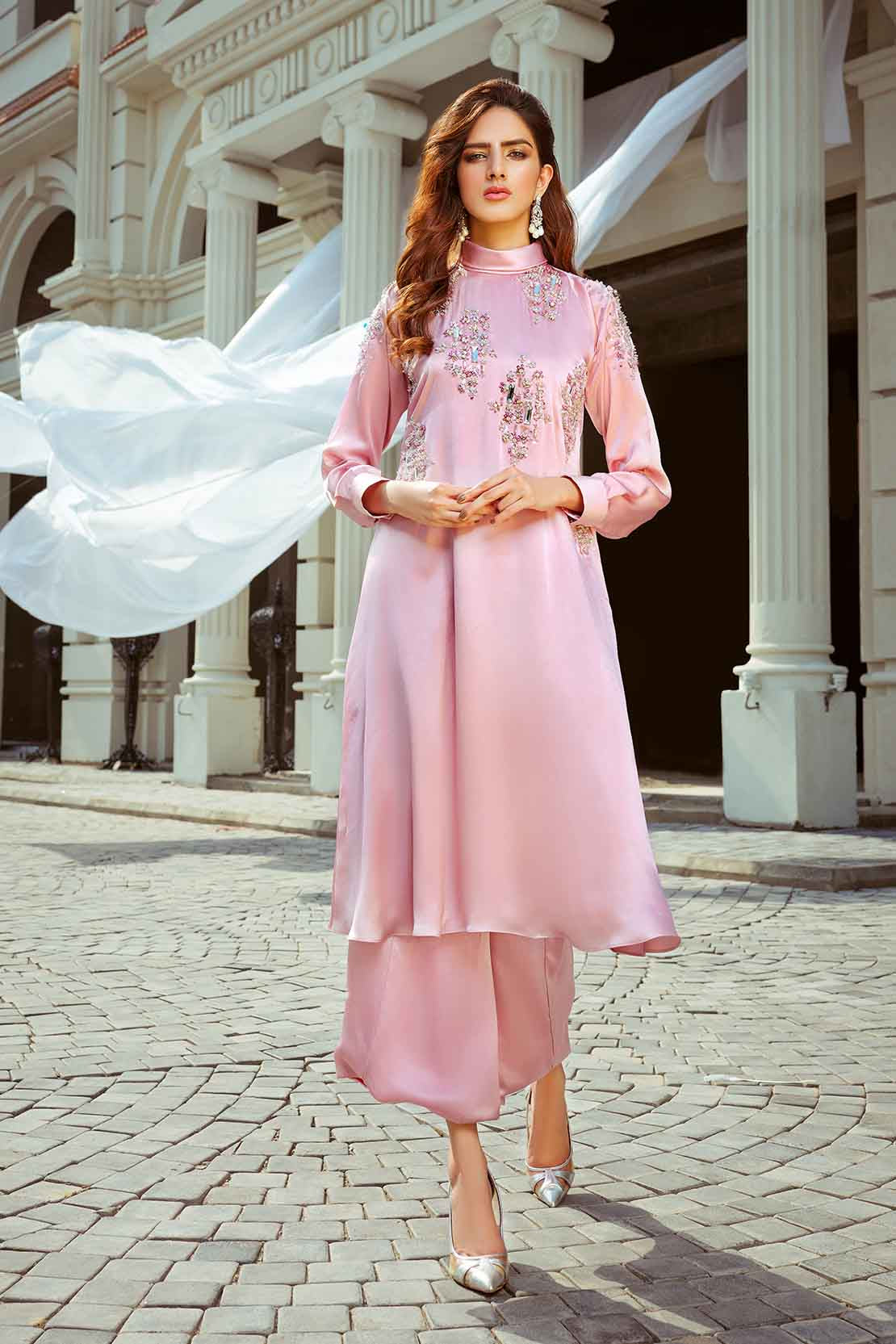 Somerset | Pink Embellished Silk Cord Set