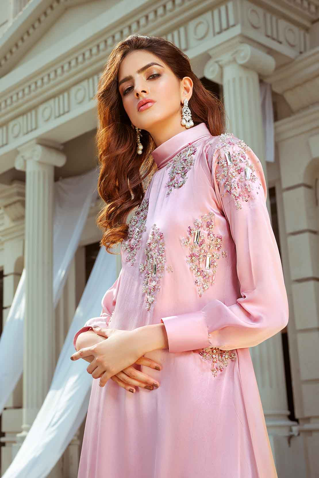 Somerset | Pink Embellished Silk Cord Set