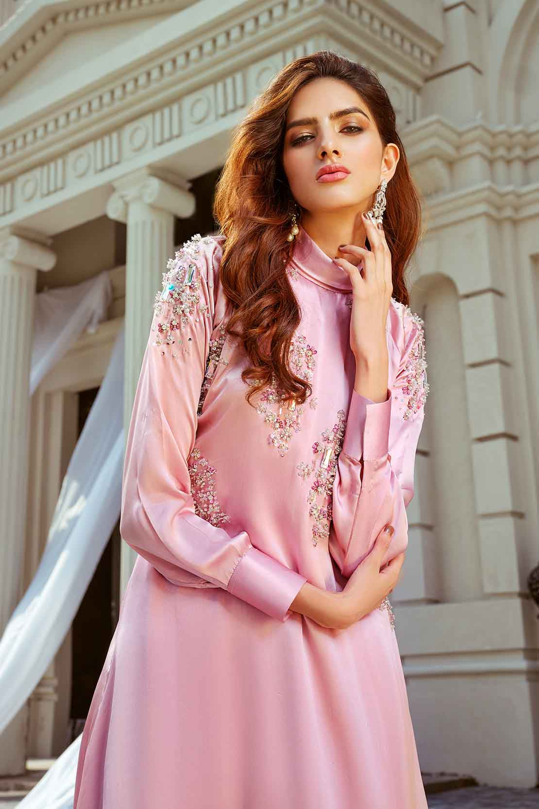 Somerset | Pink Embellished Silk Cord Set