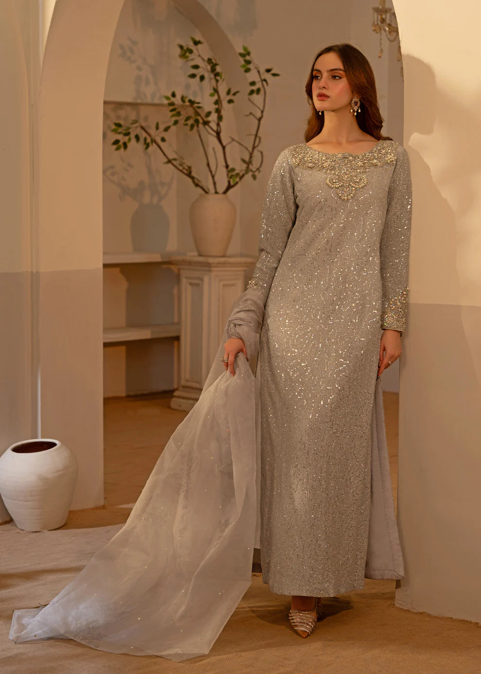 Sable | Silver Shimmer Moonlight Embellished Suit