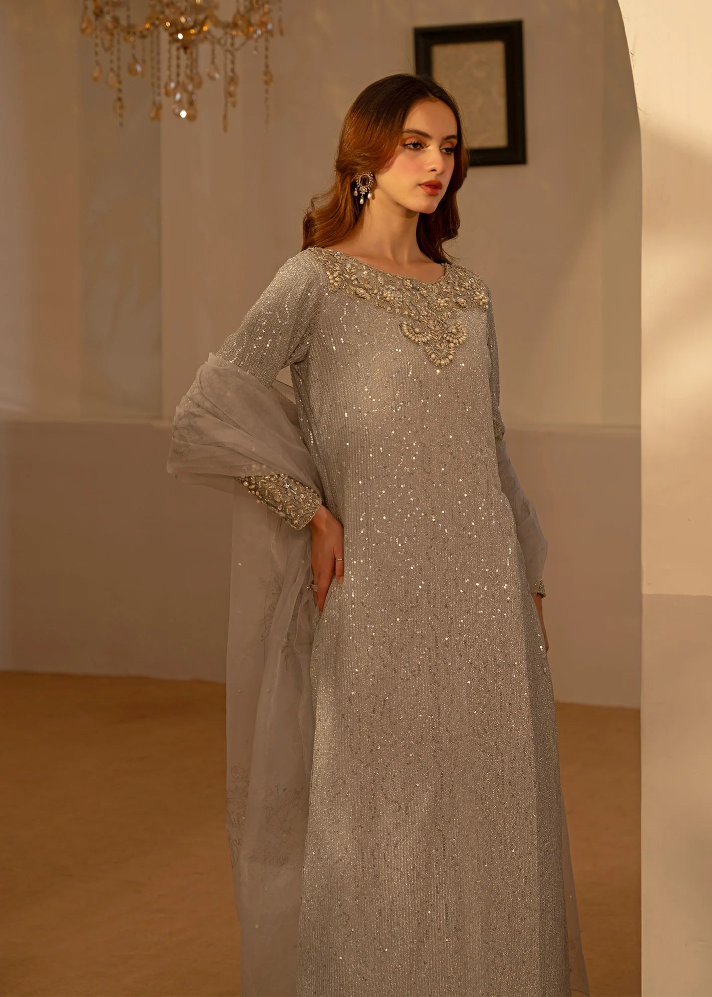 Sable | Silver Shimmer Moonlight Embellished Suit