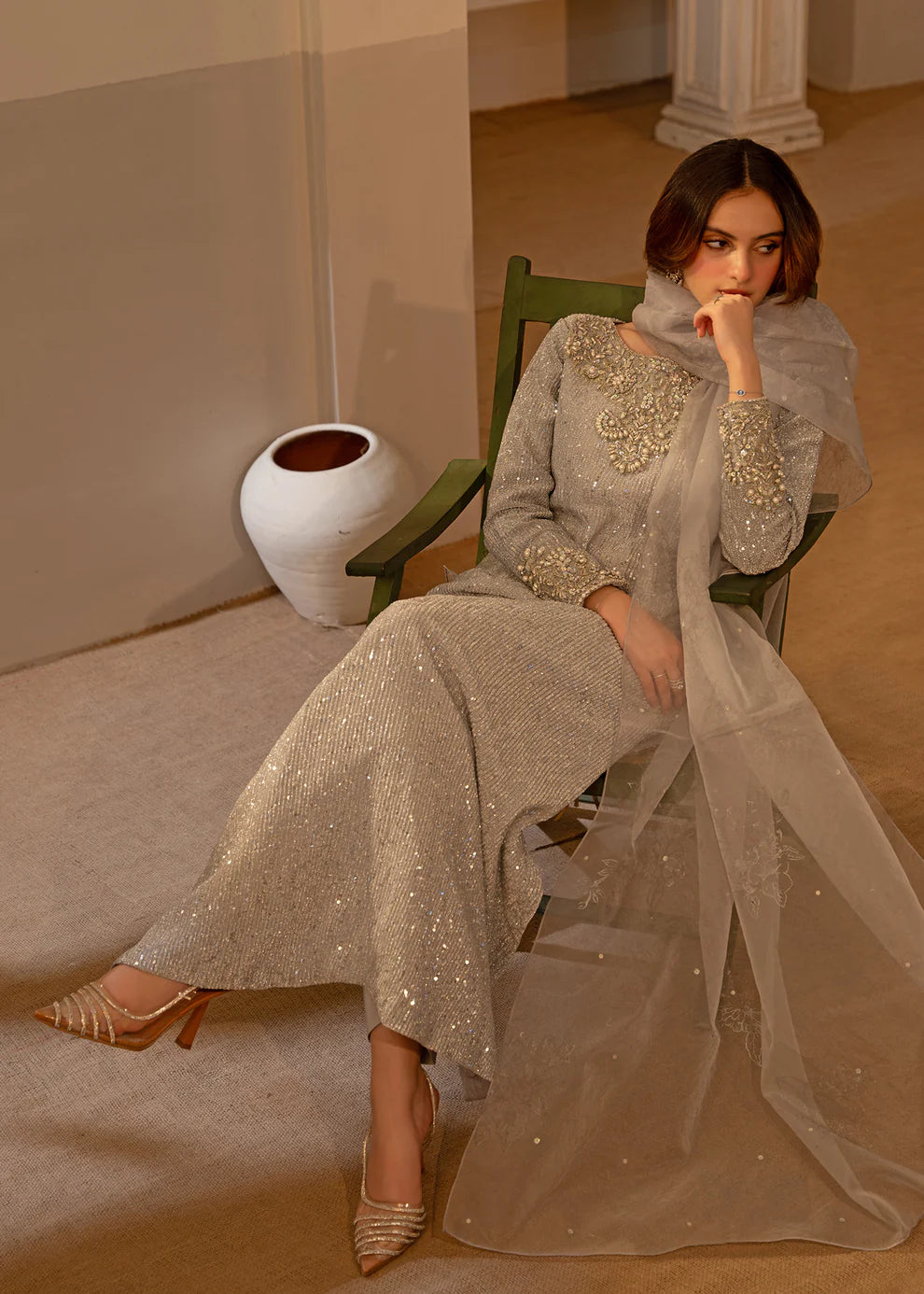 Sable | Silver Shimmer Moonlight Embellished Suit