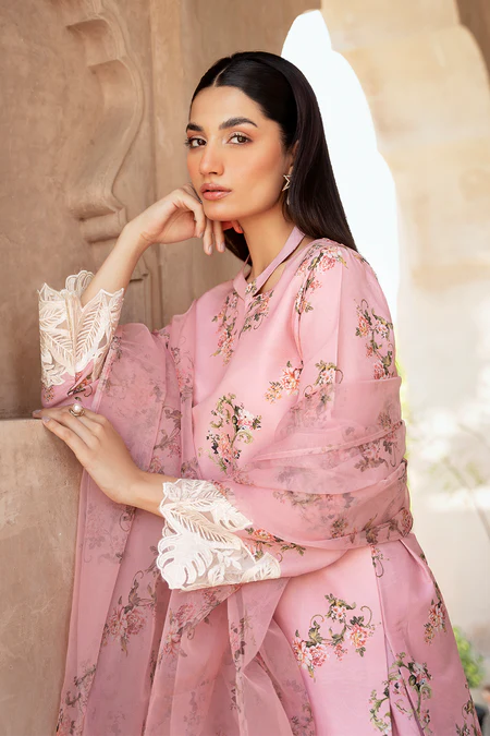 Nimra | Peach Silk Lawn Sharara