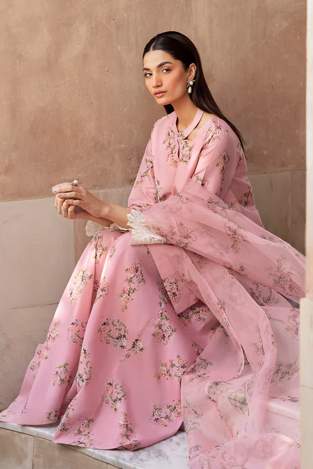 Nimra | Peach Silk Lawn Sharara