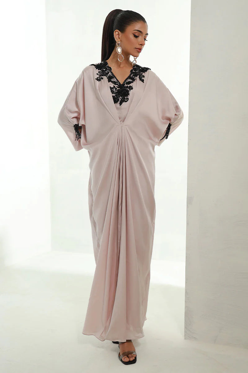 Ebony | Ivory Pleated Embellished Kaftan