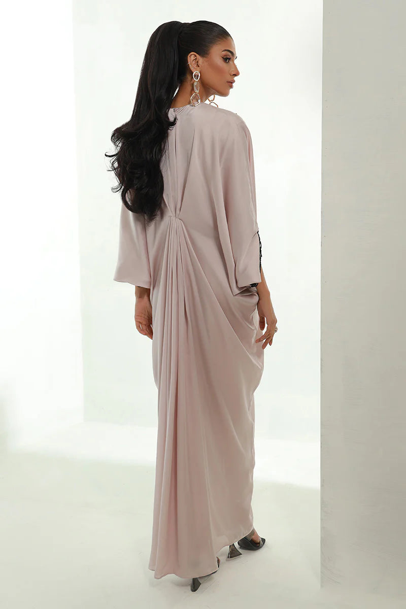 Ebony | Ivory Pleated Embellished Kaftan