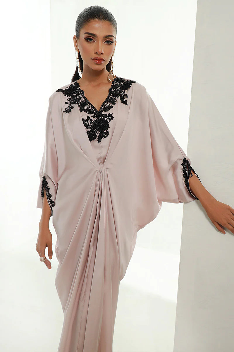 Ebony | Ivory Pleated Embellished Kaftan