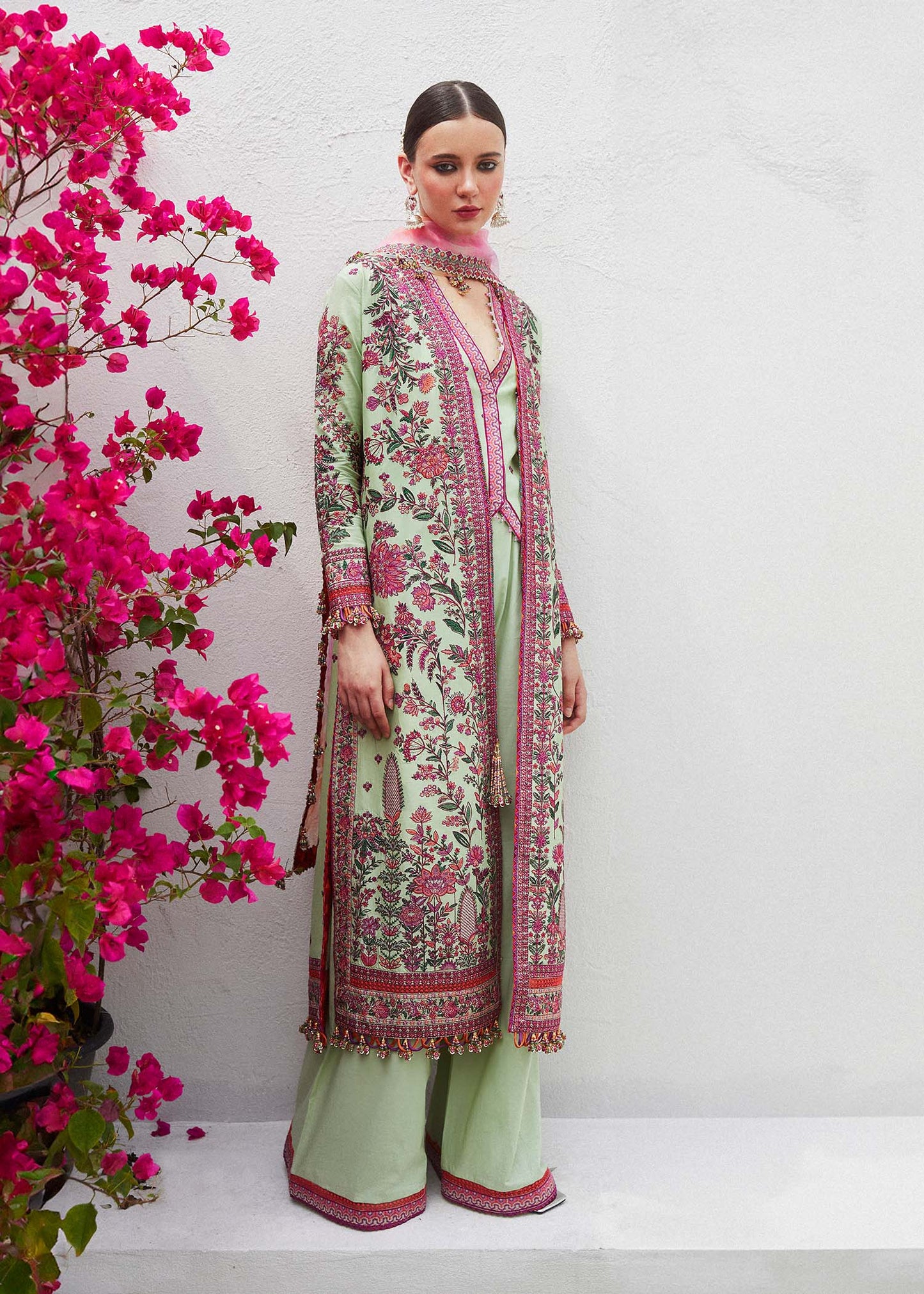 Hussain Rehar | Mint Green Embroidered Lawn Suit