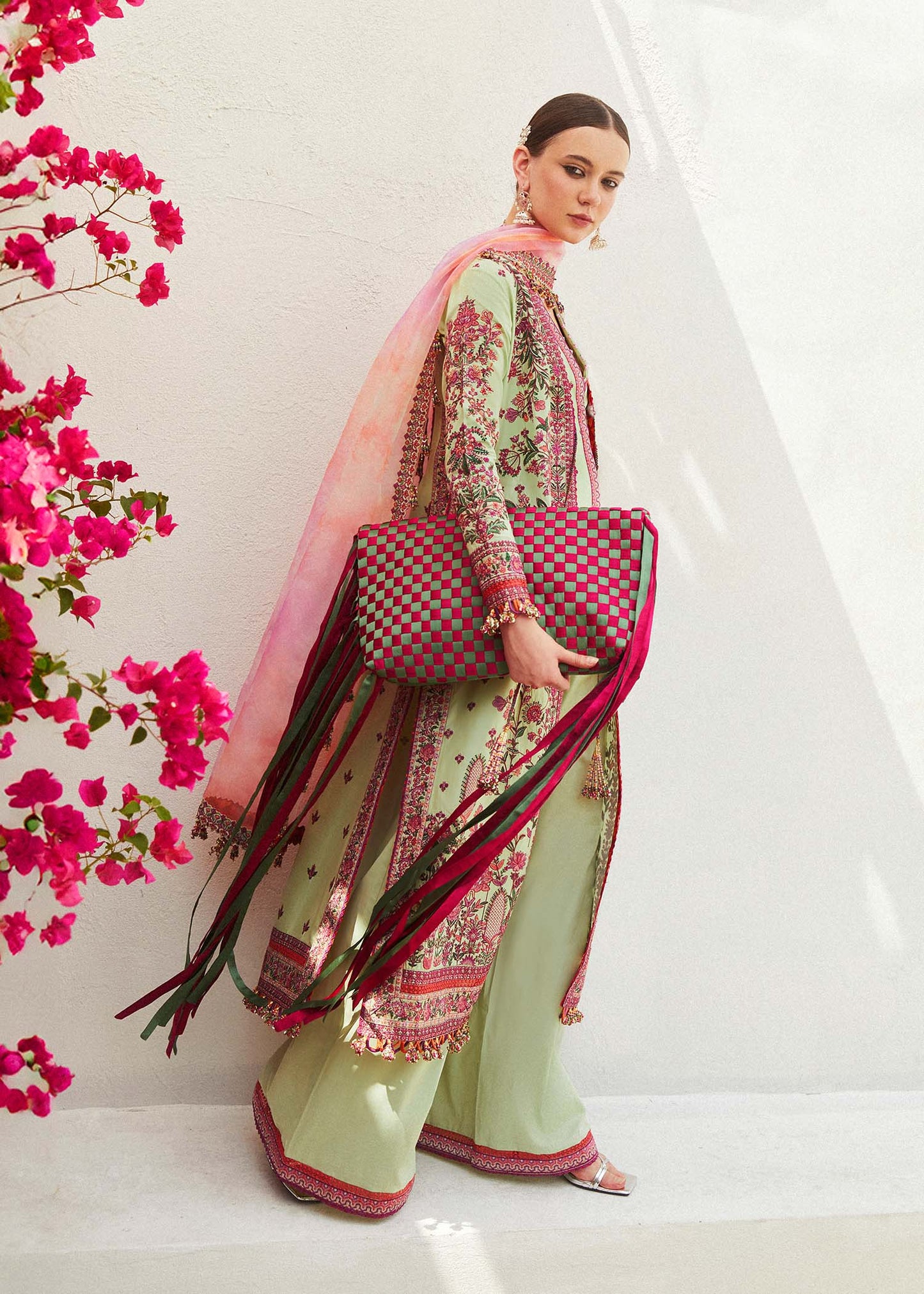 Hussain Rehar | Mint Green Embroidered Lawn Suit