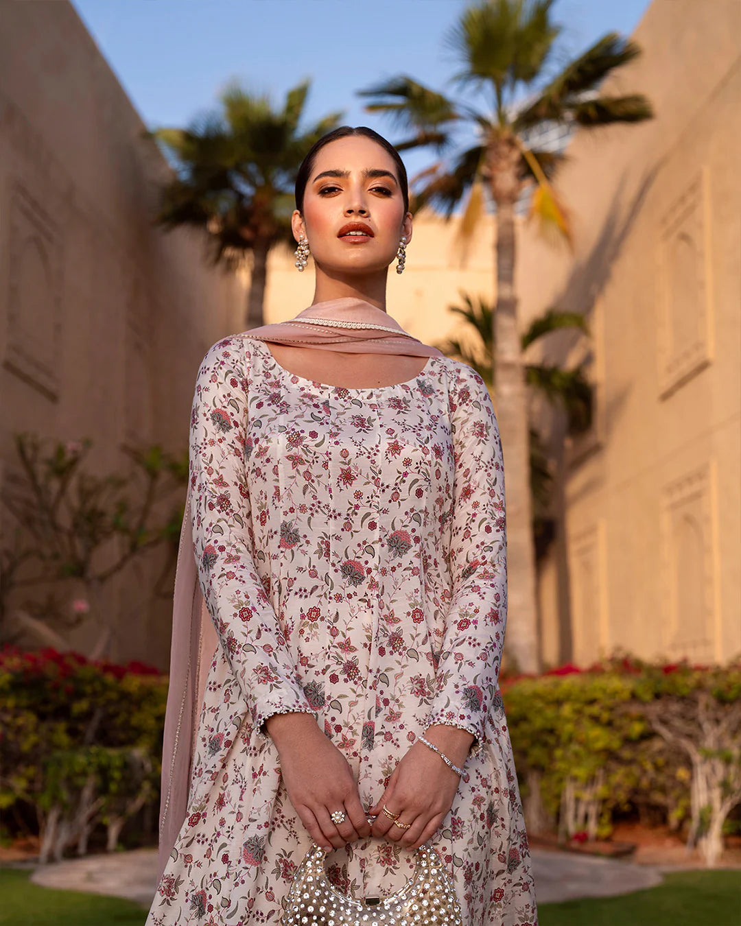 Faiza Saqlain | Printed Embroidered Silk Dress