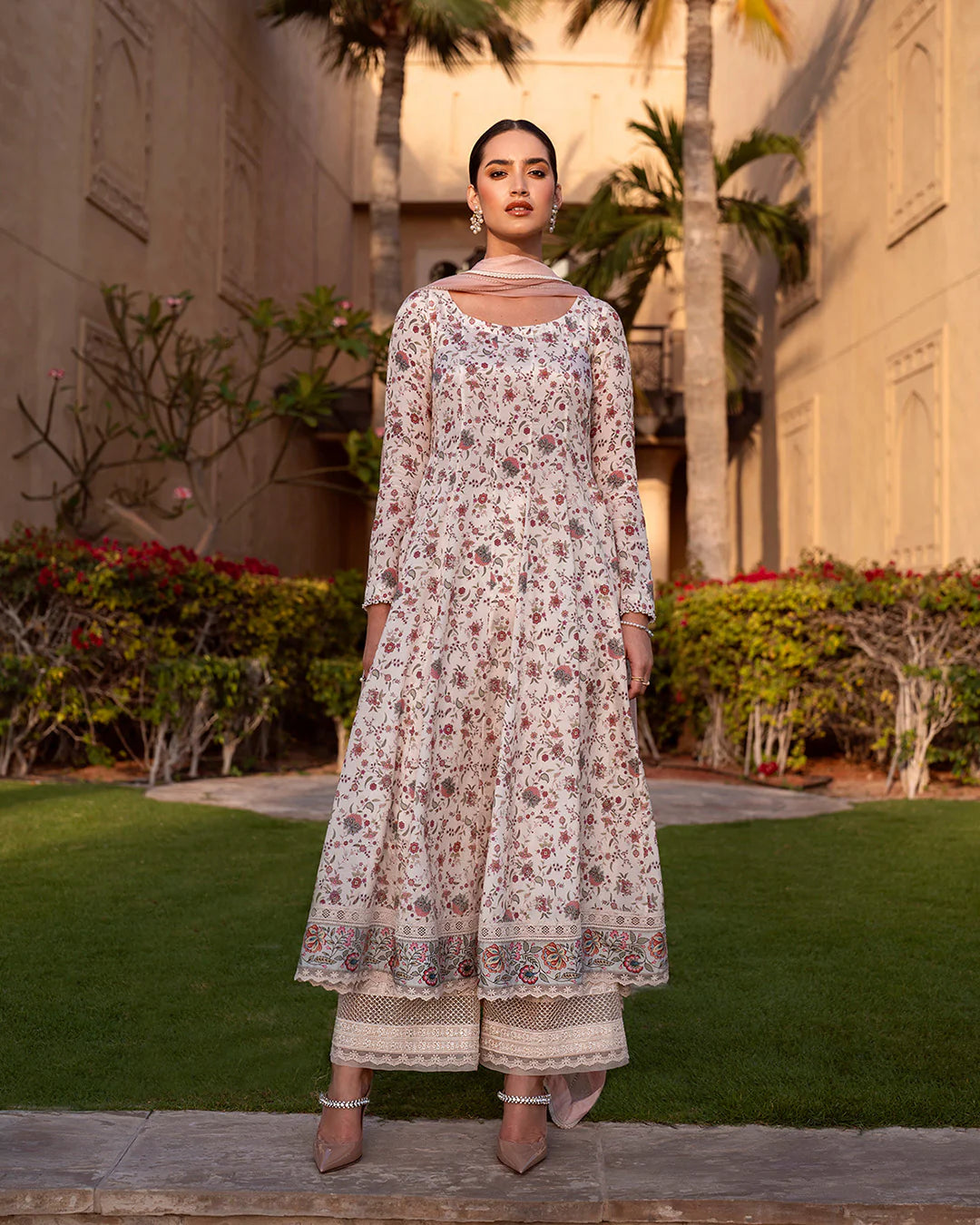Faiza Saqlain | Printed Embroidered Silk Dress