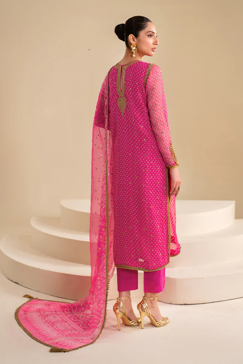 Baroque | Pink Embroidered Chiffon Suit