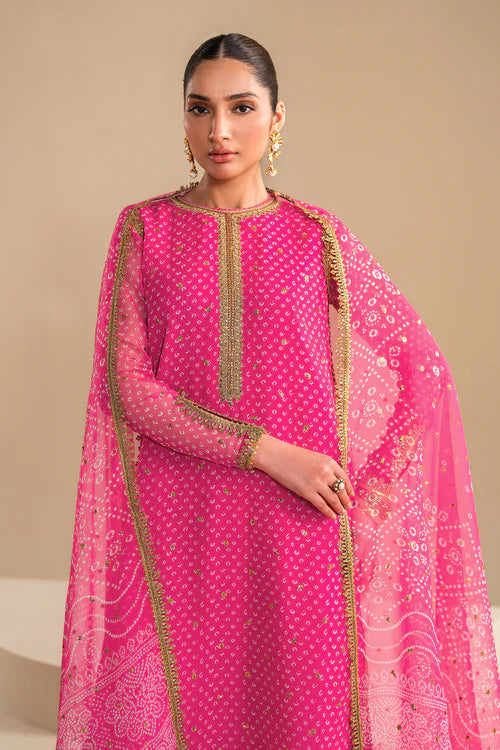 Baroque | Pink Embroidered Chiffon Suit