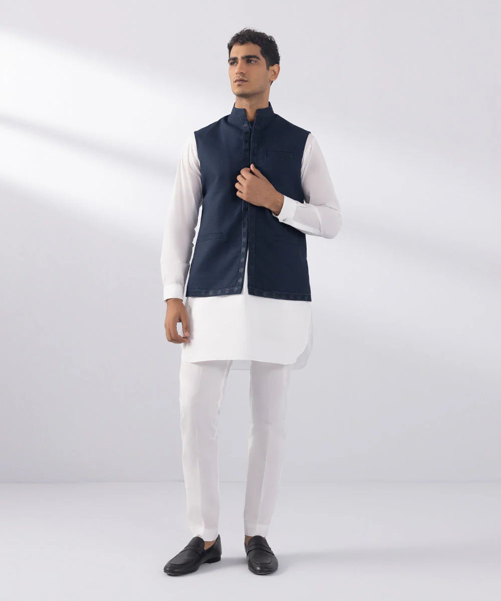 Navy Embroidered Waistcoat