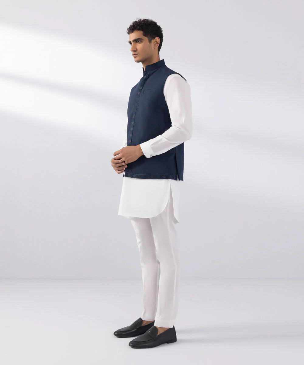 Navy Embroidered Waistcoat