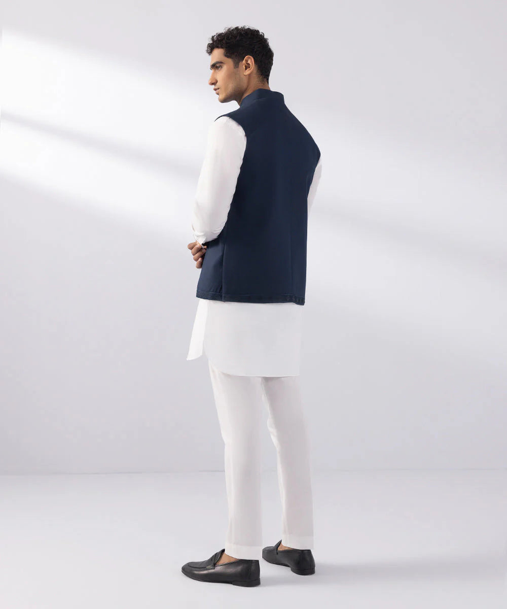 Navy Embroidered Waistcoat