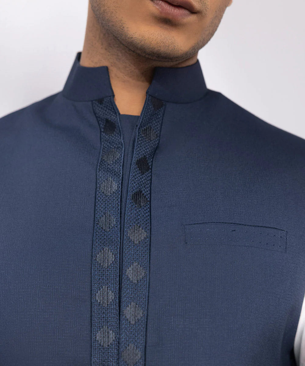 Navy Embroidered Waistcoat