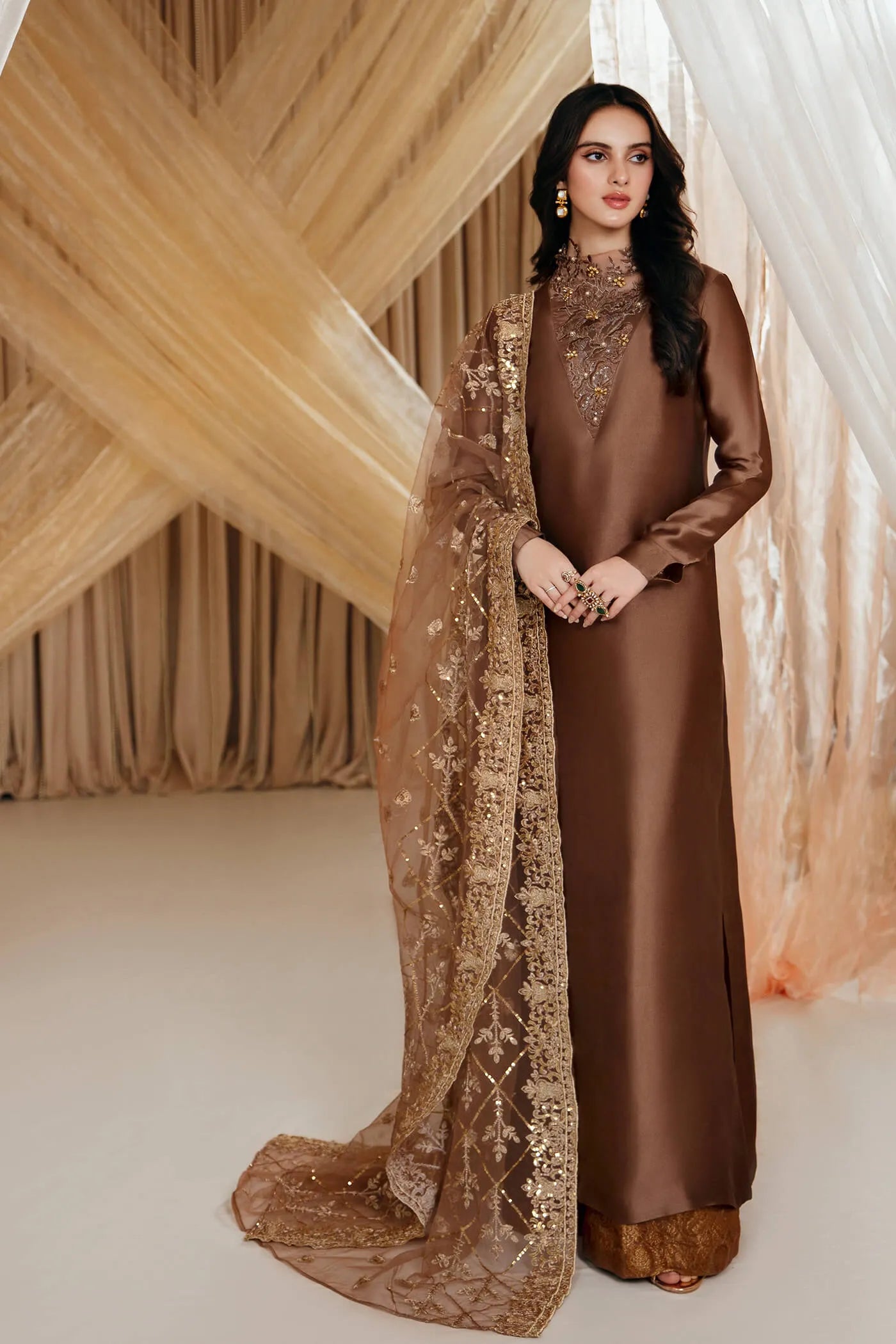 Siya Embroidered Embellished Silk Pishwas Suit