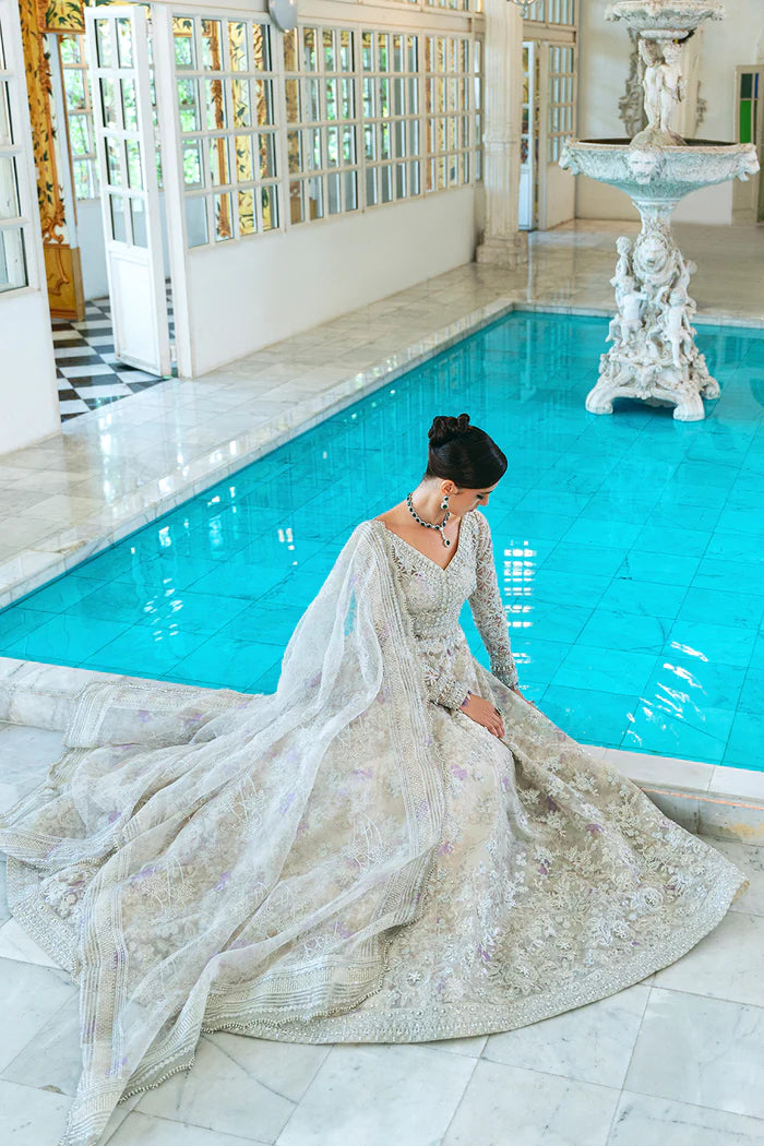 Saira Rizwan | White Organza Hand Embellished Maxi Gown
