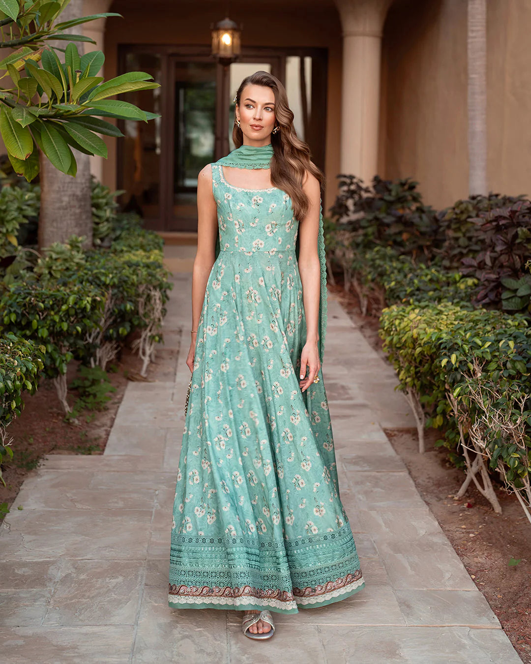 Faiza Saqlain | Printed Embroidered Silk Pishwas