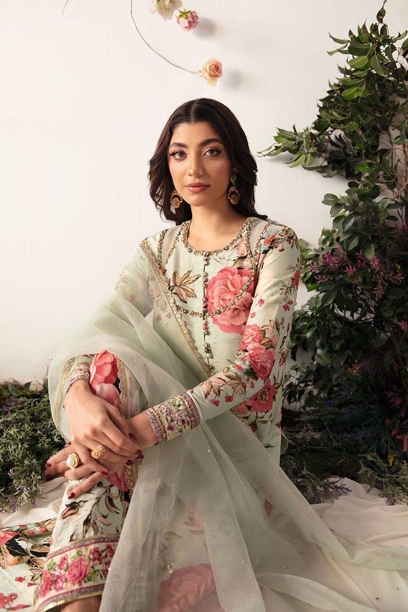 Fiori | Green Raw Silk Embellished Dress