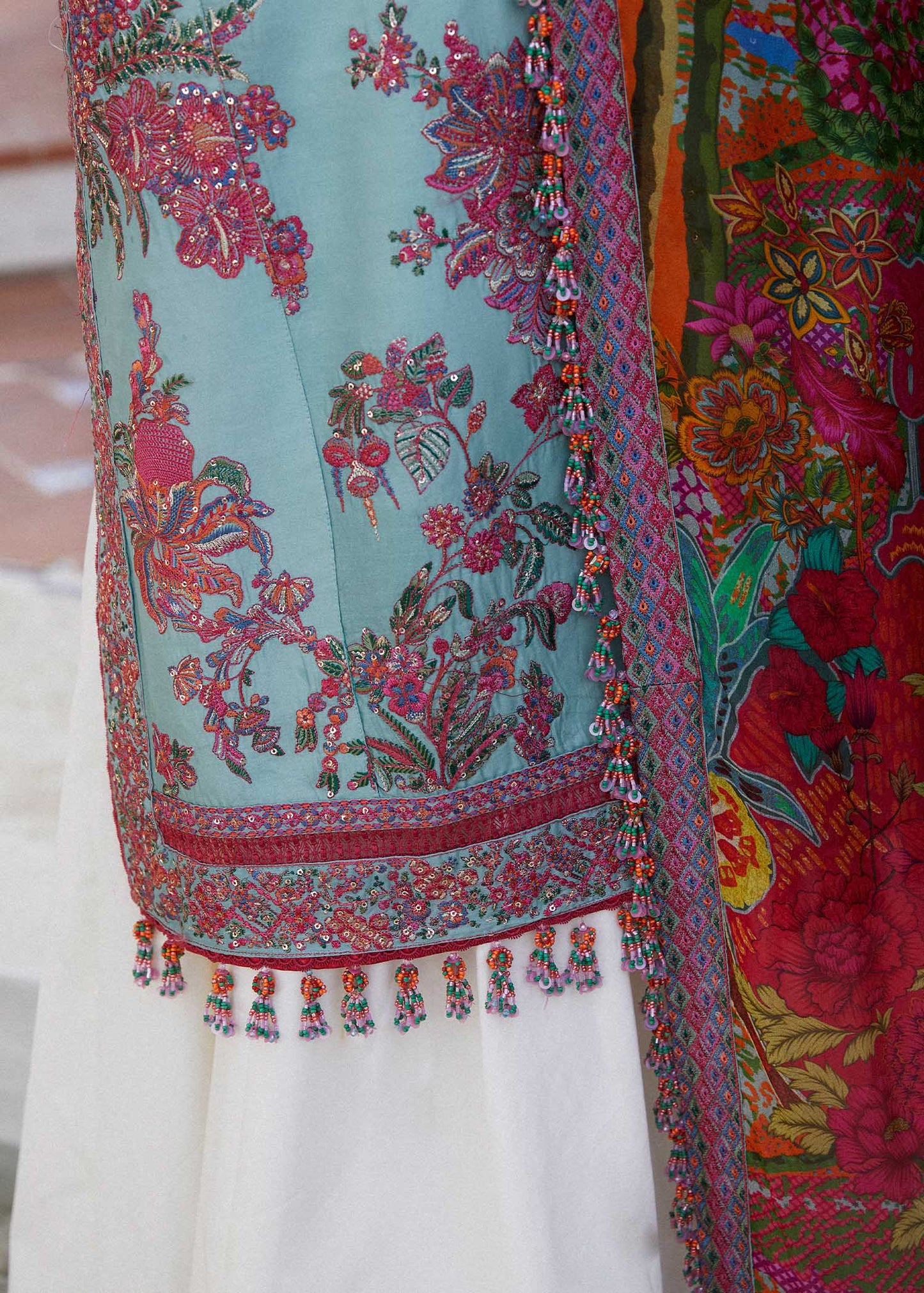 Hussain Rehar | Blue Embroidered Lawn Sharara