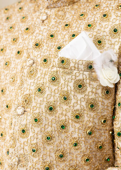 3 Piece | Boys Gold Hand Embroidered Prince Coat Set