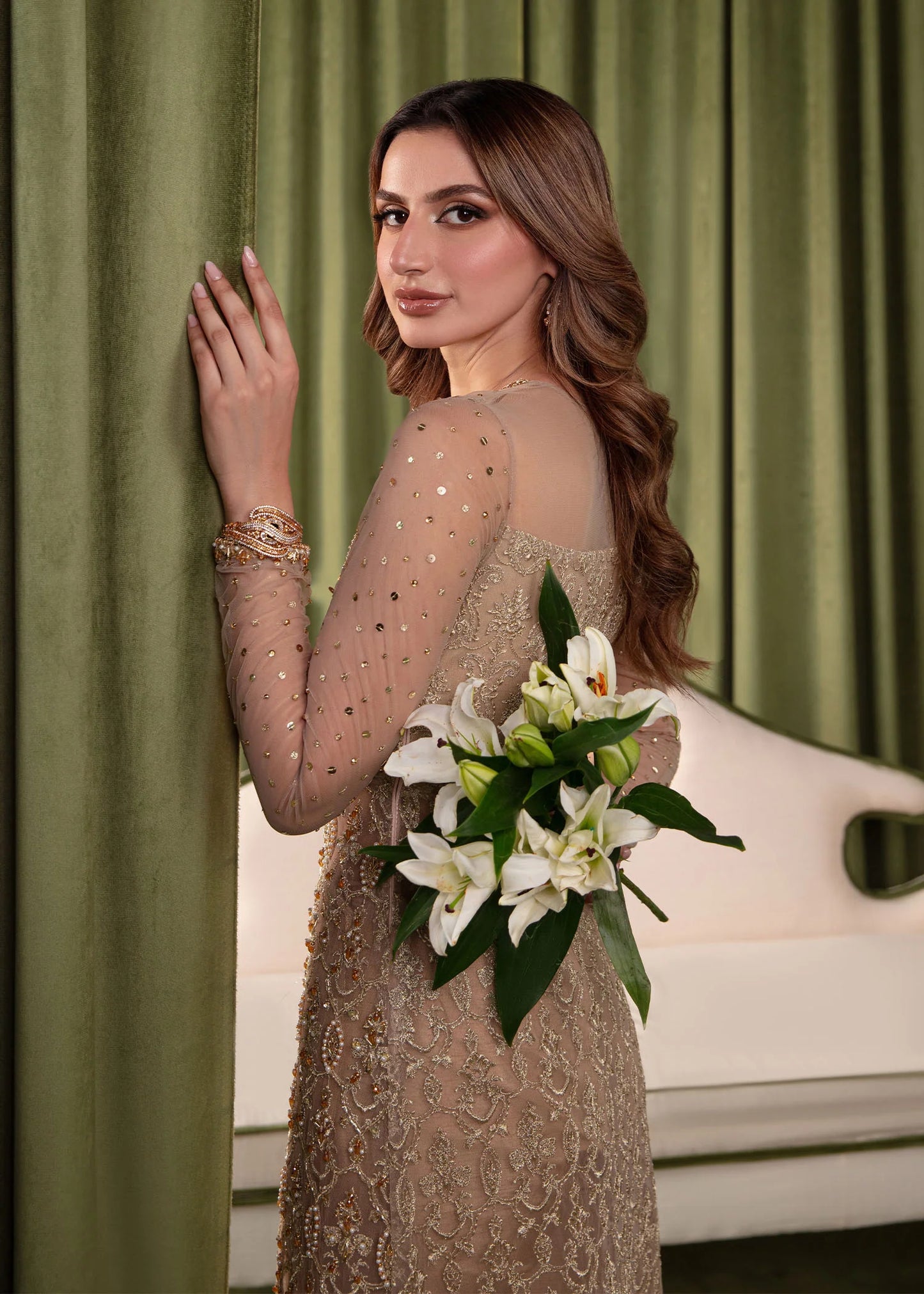 Soha | Nude Raw Silk Embellished Dress