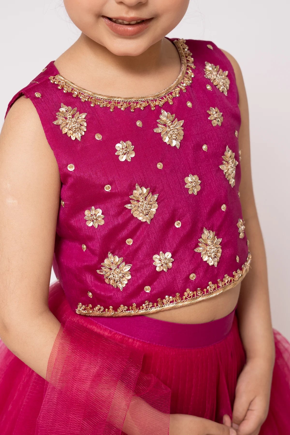 Gulaboo | Girls Raw Silk Net Lehenga Choli