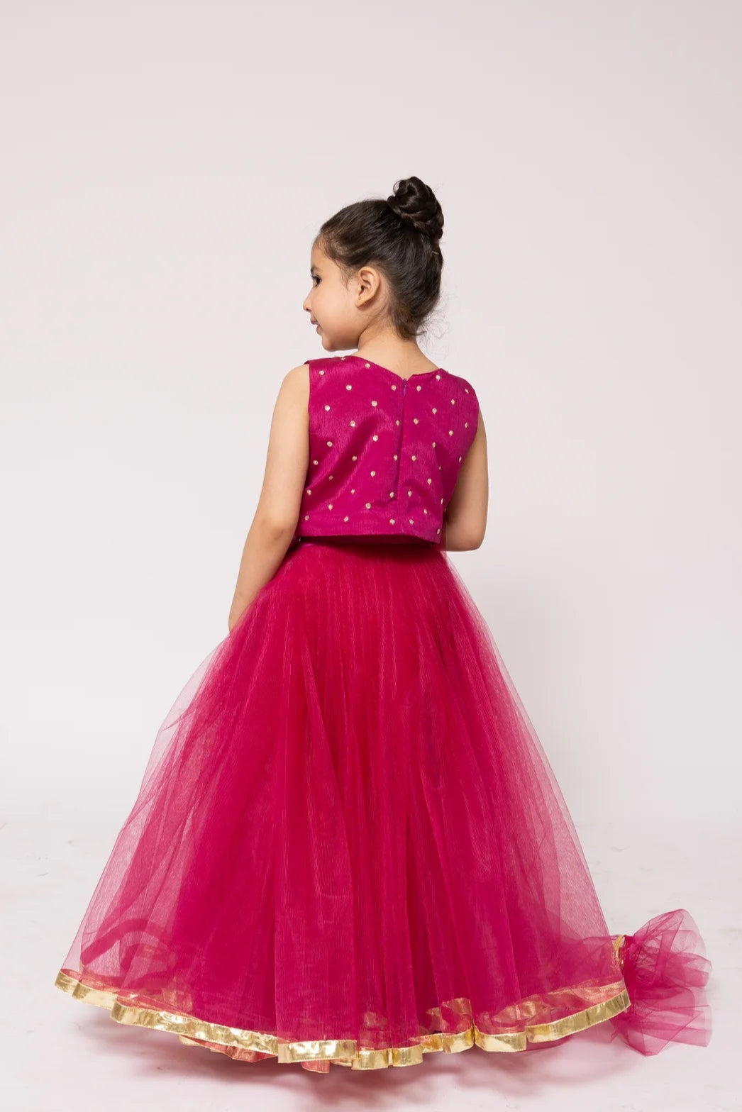 Gulaboo | Girls Raw Silk Net Lehenga Choli