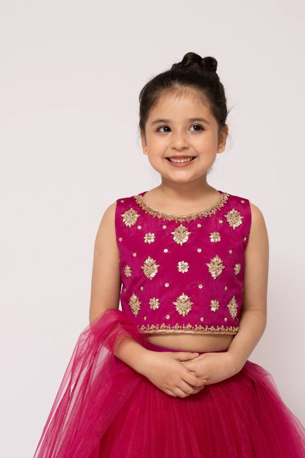 Gulaboo | Girls Raw Silk Net Lehenga Choli