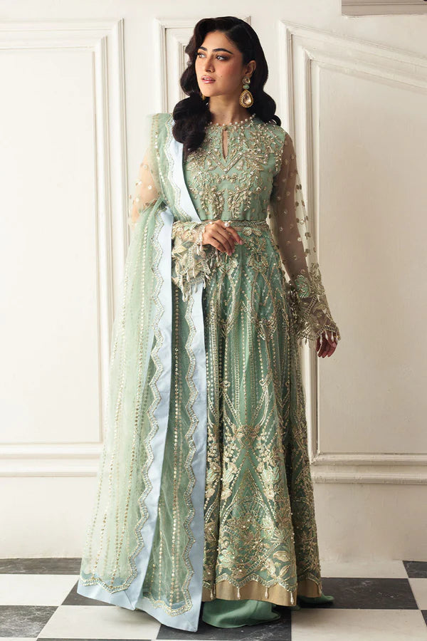 Mushq | Pistachio Net Hand Embellished Dress