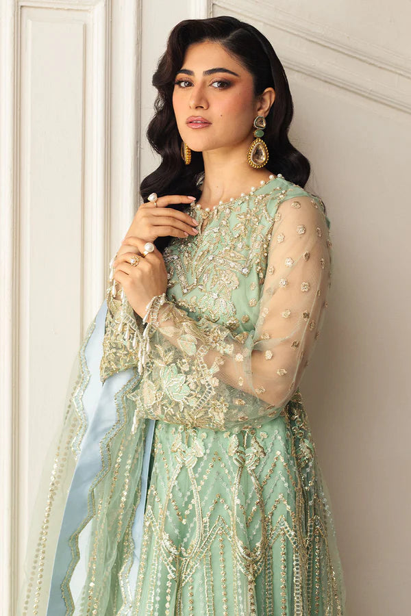 Mushq | Pistachio Net Hand Embellished Dress