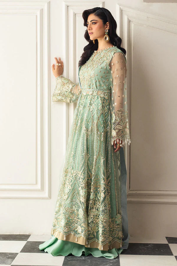 Mushq | Pistachio Net Hand Embellished Dress