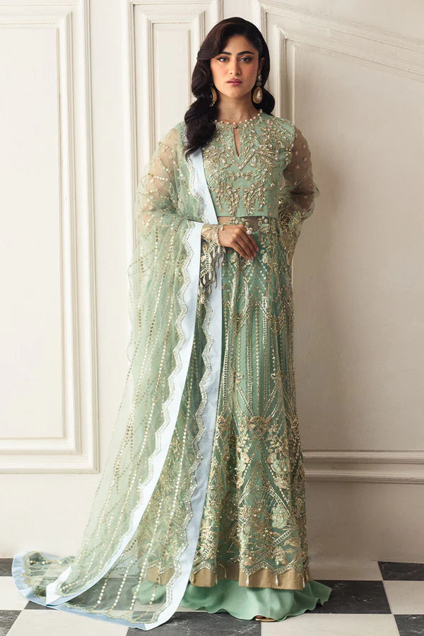 Mushq | Pistachio Net Hand Embellished Dress