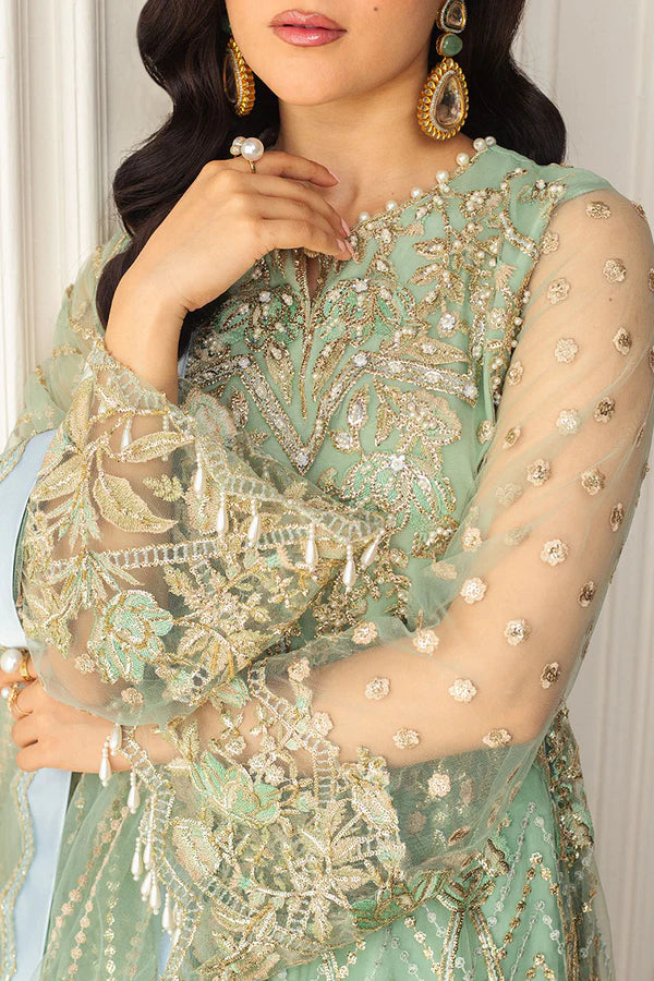 Mushq | Pistachio Net Hand Embellished Dress