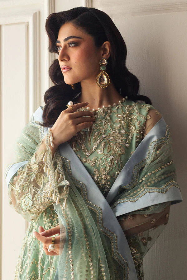 Mushq | Pistachio Net Hand Embellished Dress