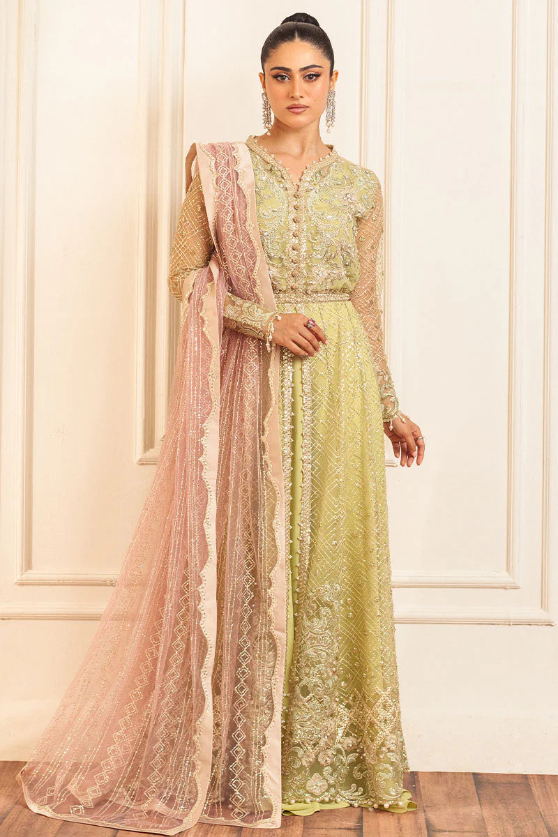 Mushq | Mint Green Net Hand Embellished Gown