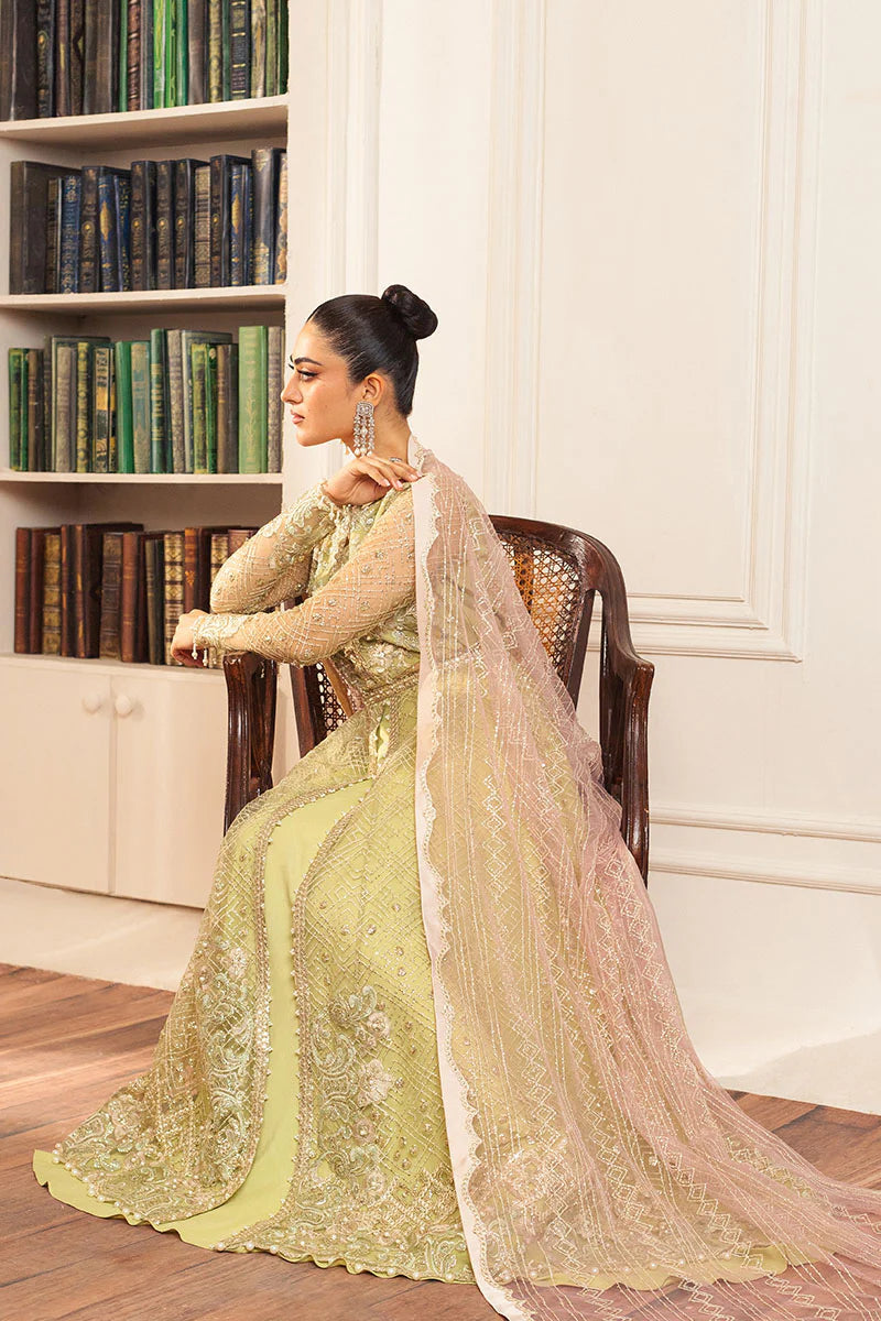 Mushq | Mint Green Net Hand Embellished Gown