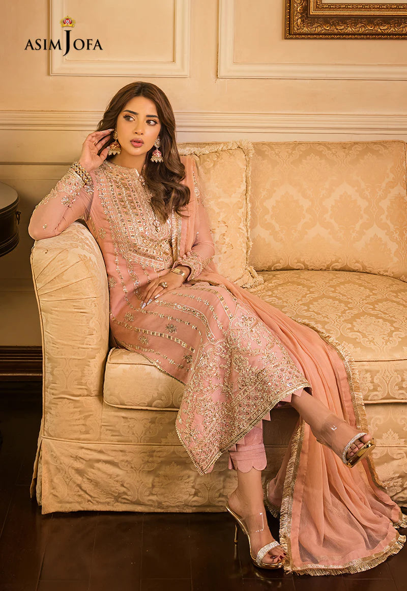 Asim Jofa | Embellished Chiffon Suit