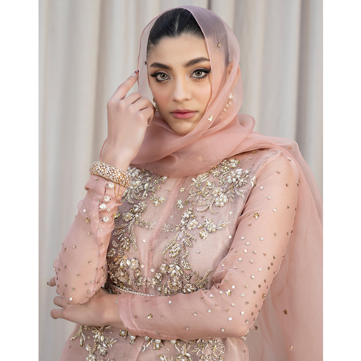 IRIS | Pink Embellished Net Gown Dress