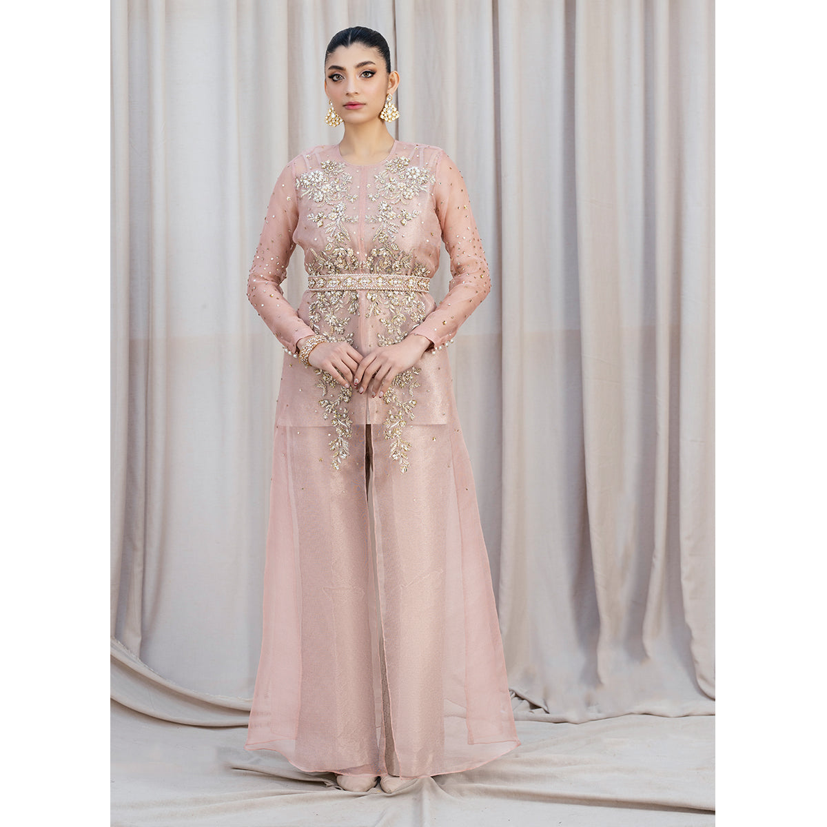 IRIS | Pink Embellished Net Gown Dress
