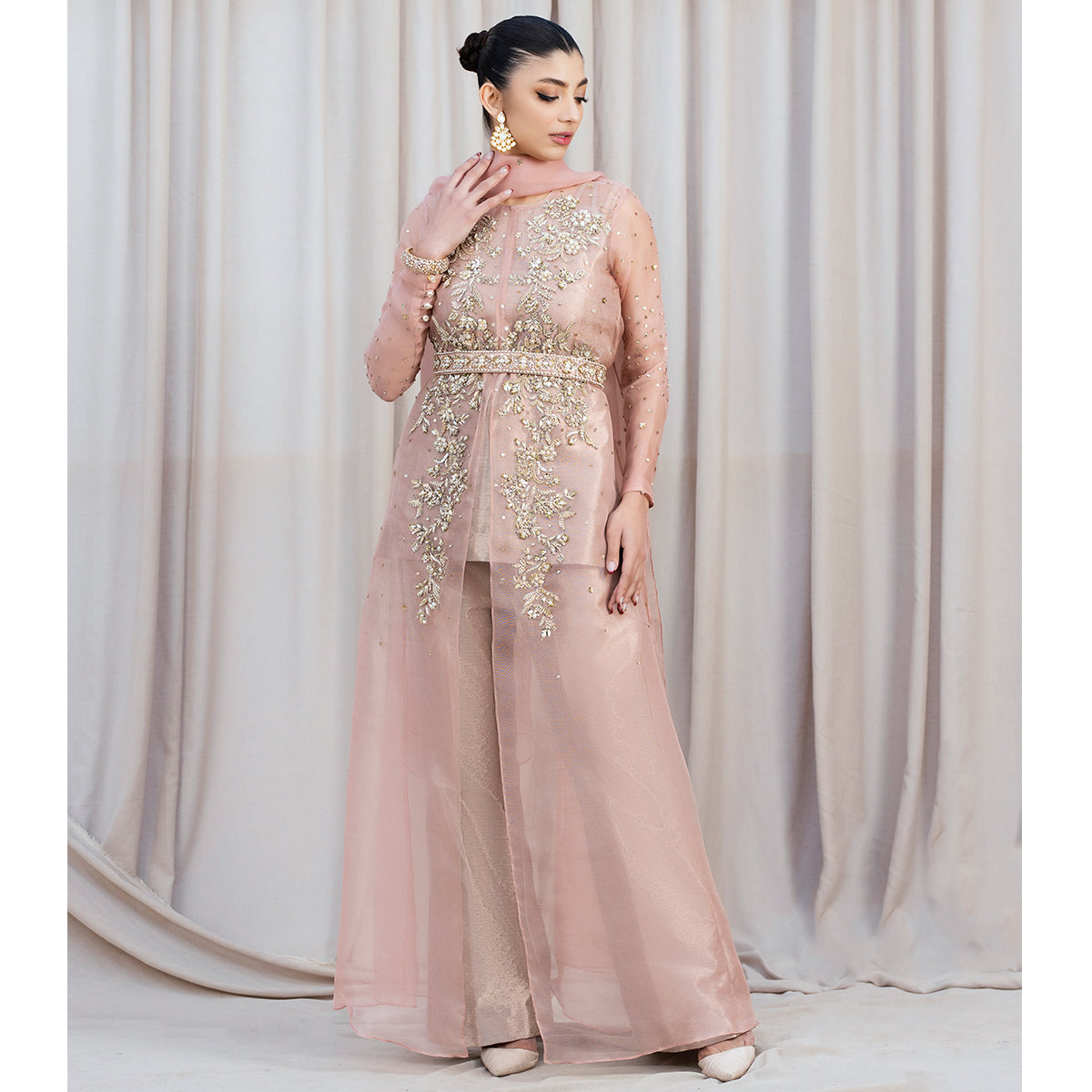 IRIS | Pink Embellished Net Gown Dress