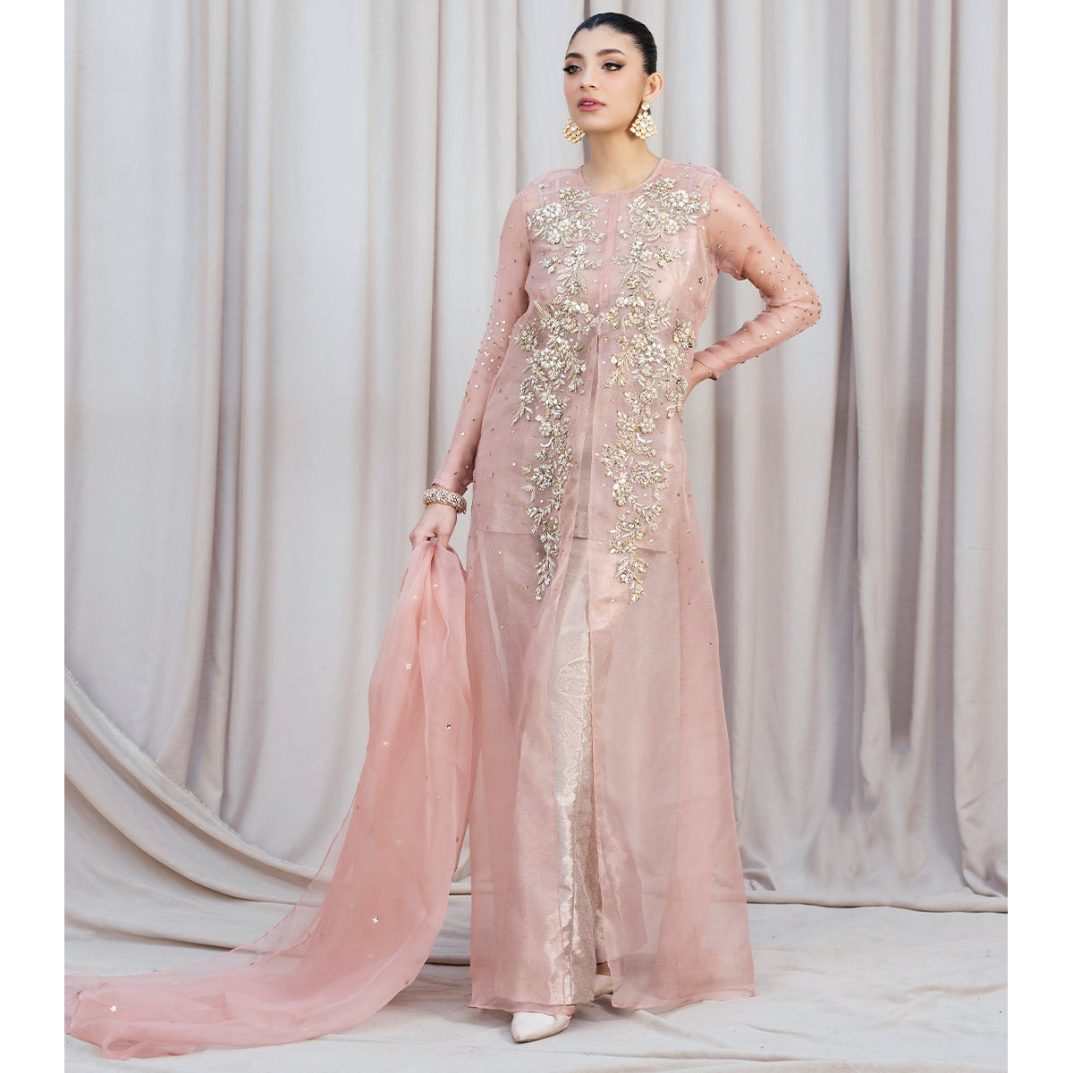 IRIS | Pink Embellished Net Gown Dress