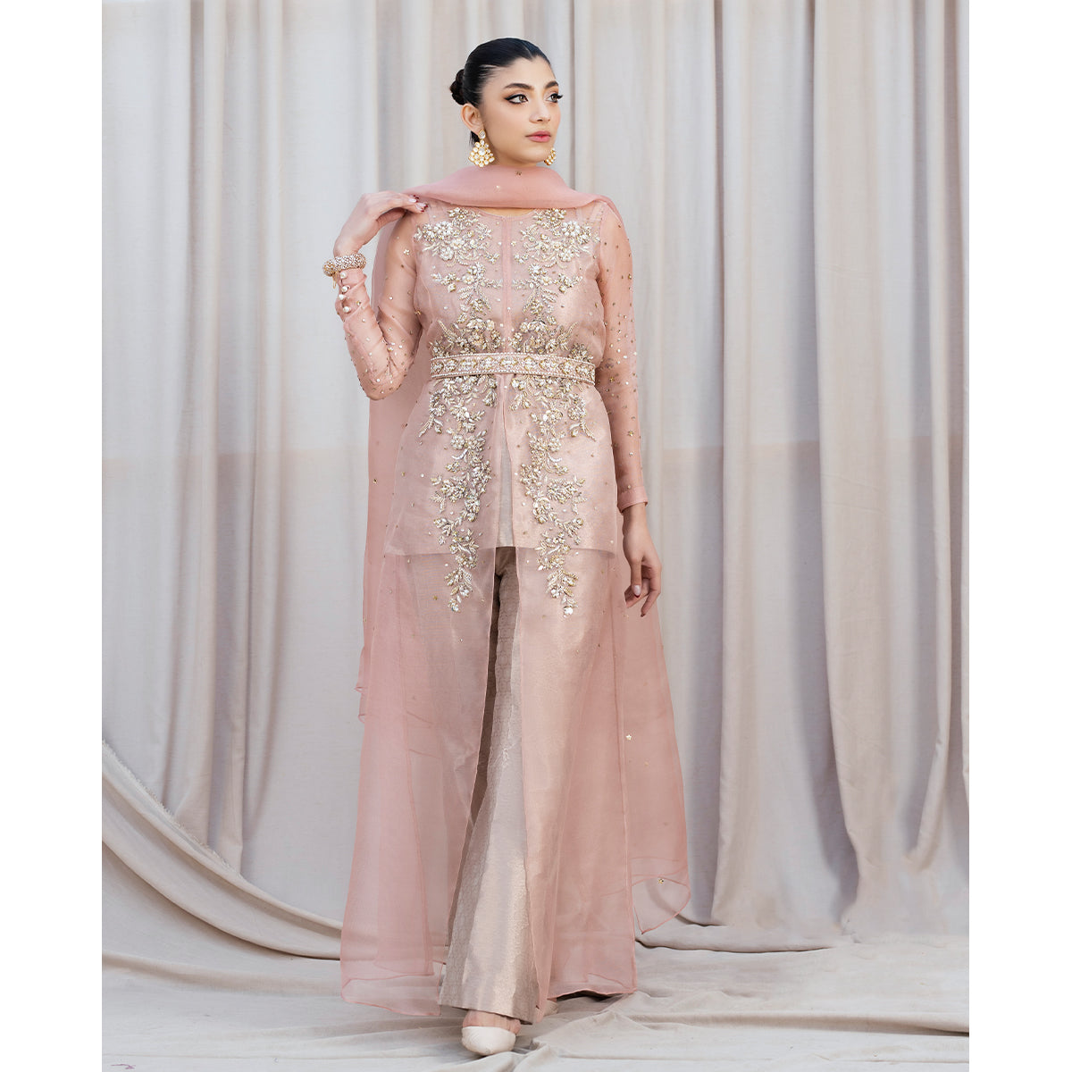 IRIS | Pink Embellished Net Gown Dress