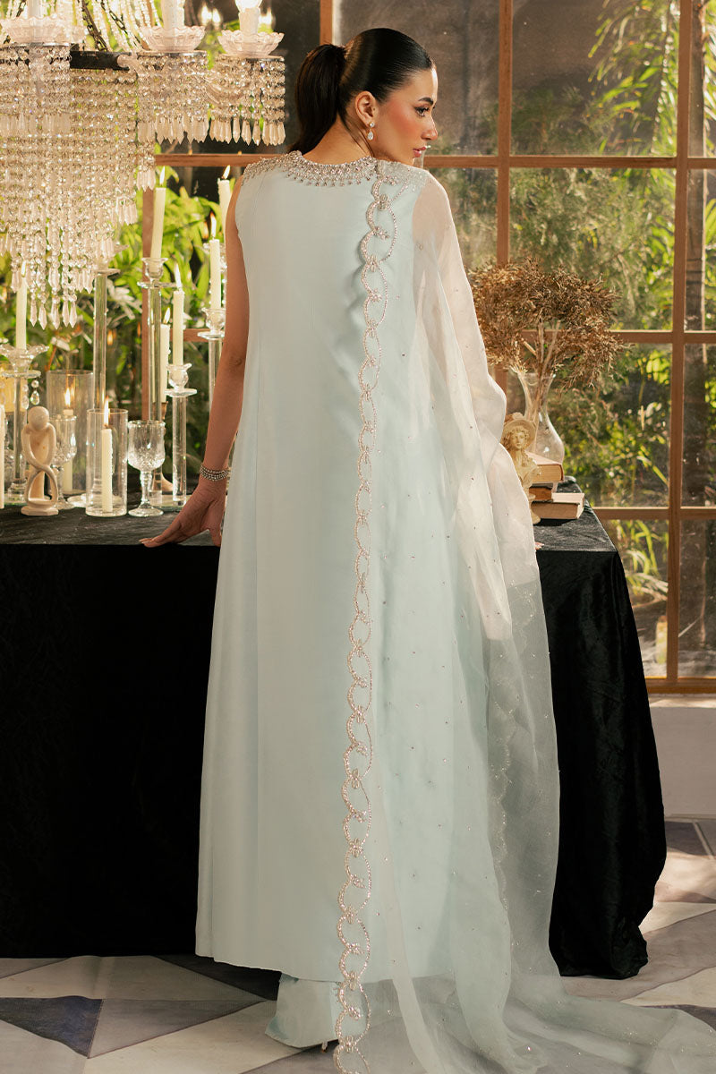 Icelis | Ice Blue Korean Silk Embellished Suit